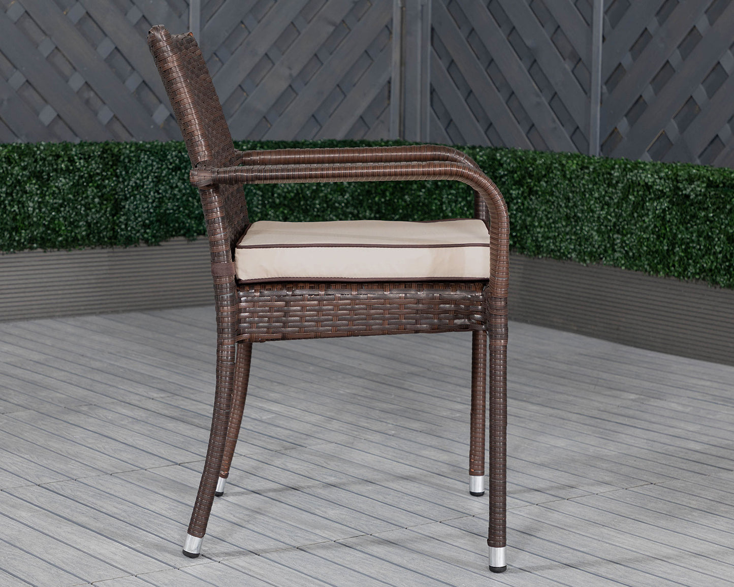Roma Rattan Garden Bistro Square Set in Chocolate and Cream