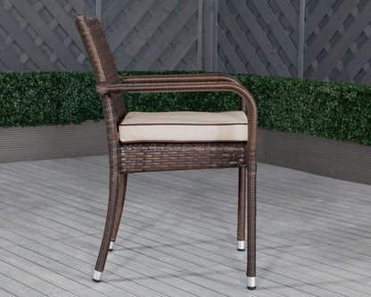 Roma Rattan Garden Bistro Square Set in Chocolate and Cream