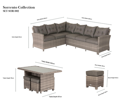 Sorrento Rattan Garden Corner Dining Set in Grey