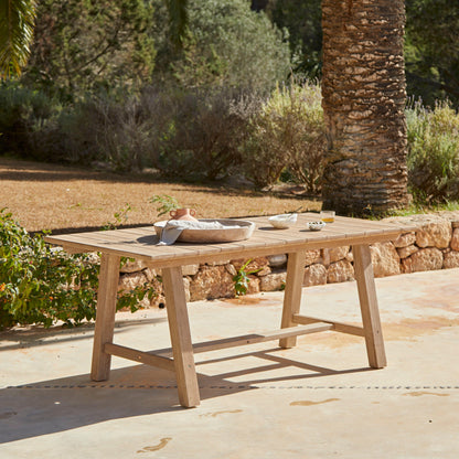 Shiro Wooden Rectangular Garden Dining Table Set with 4 Shiro chairs & Bench with Cushion Pads- Laura James