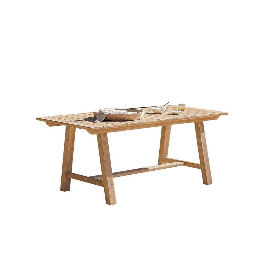 Shiro Wooden Rectangular Garden Dining Table Set with 4 Shiro Chairs & Bench with Cushion Pads - Rattan Direct 