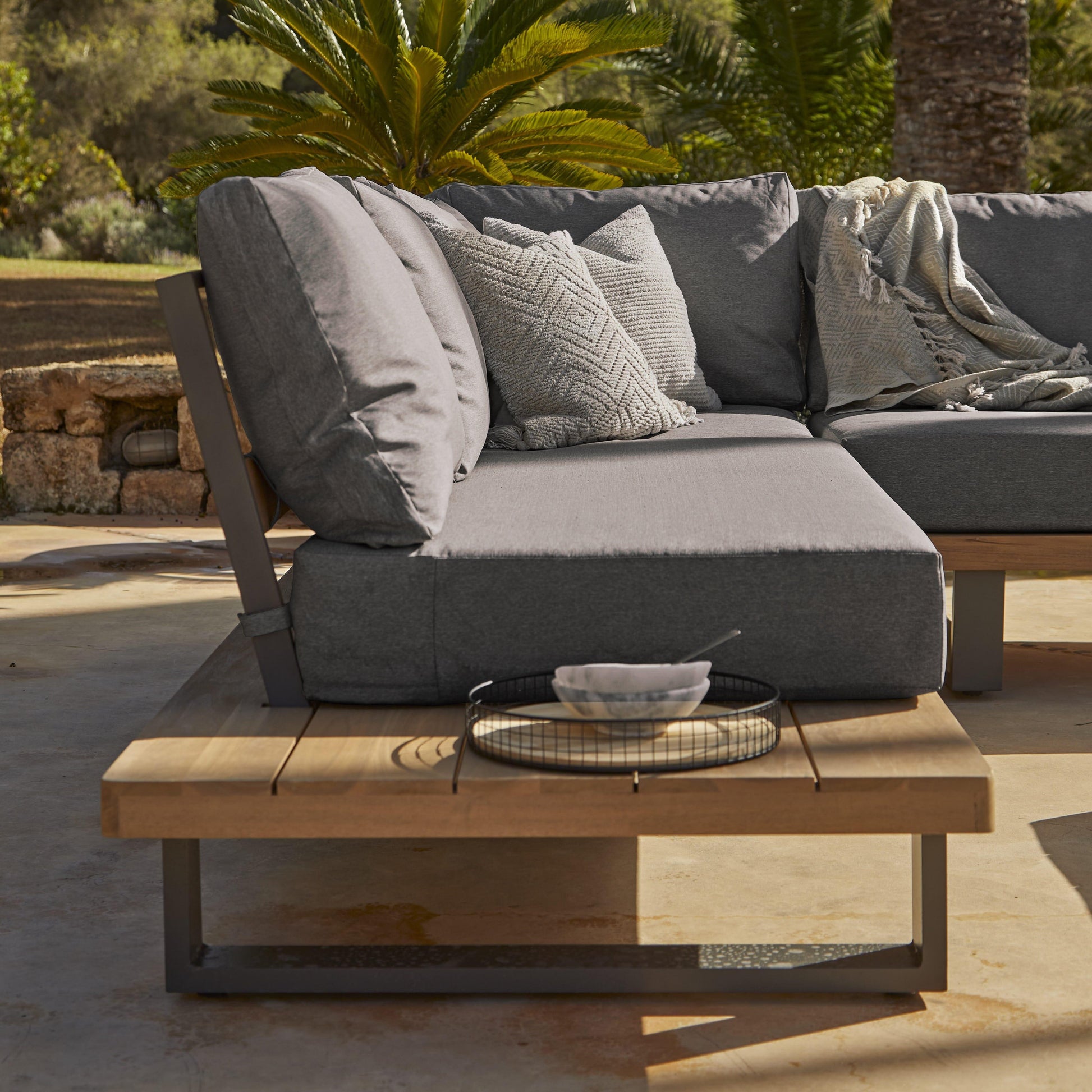 Shiva Grey Garden Corner Sofa Set - Laura James