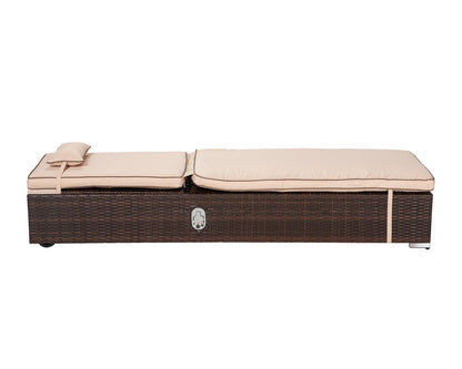 Miami Sunlounger x 2 + Small Square Side Table x 1 in Chocolate Mix