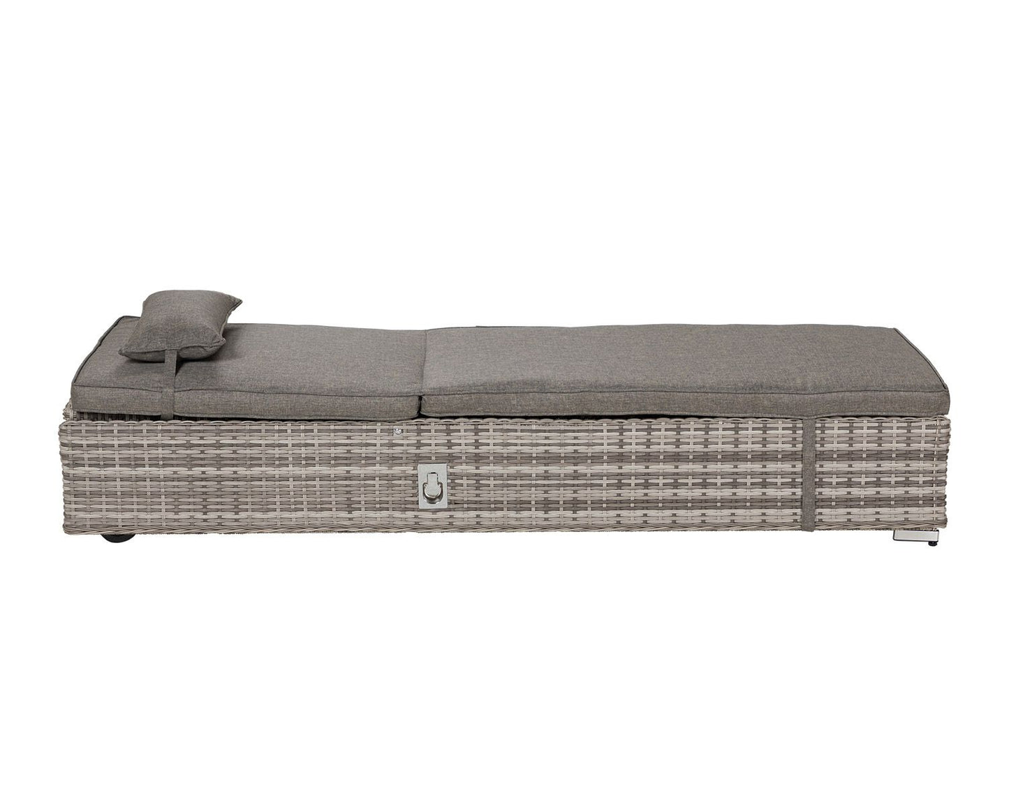 Miami Sunlounger x 2 + Small Square Side Table x 1 in Double Flat Grey