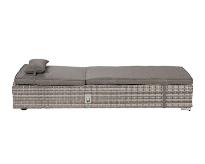 Miami Sunlounger x 2 + Small Square Side Table x 1 in Double Flat Grey