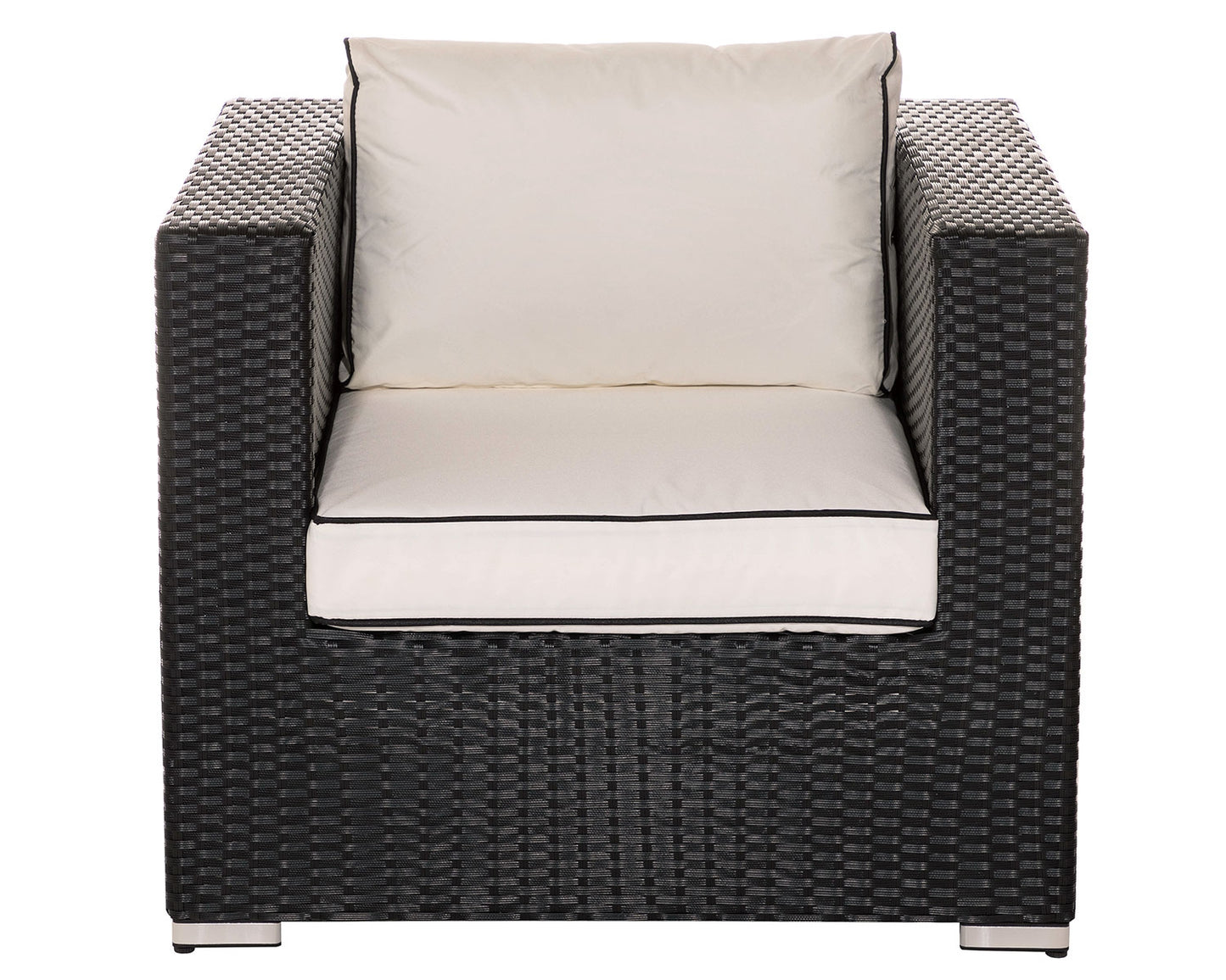 Ascot Rattan Garden Armchair in Black and Vanilla