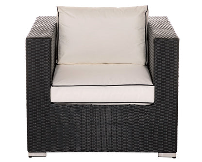 Ascot Rattan Garden Armchair in Black and Vanilla