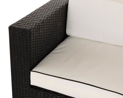 Ascot 2 Seater Rattan Garden Sofa in Black and Vanilla