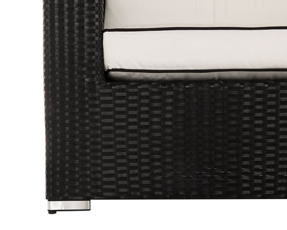 Ascot 2 Seater Rattan Garden Sofa in Black and Vanilla