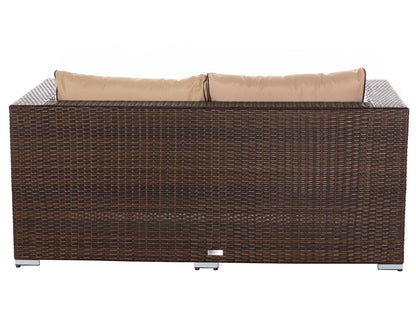 Ascot 2 Seater Rattan Garden Sofa in Chocolate Mix and Coffee Cream