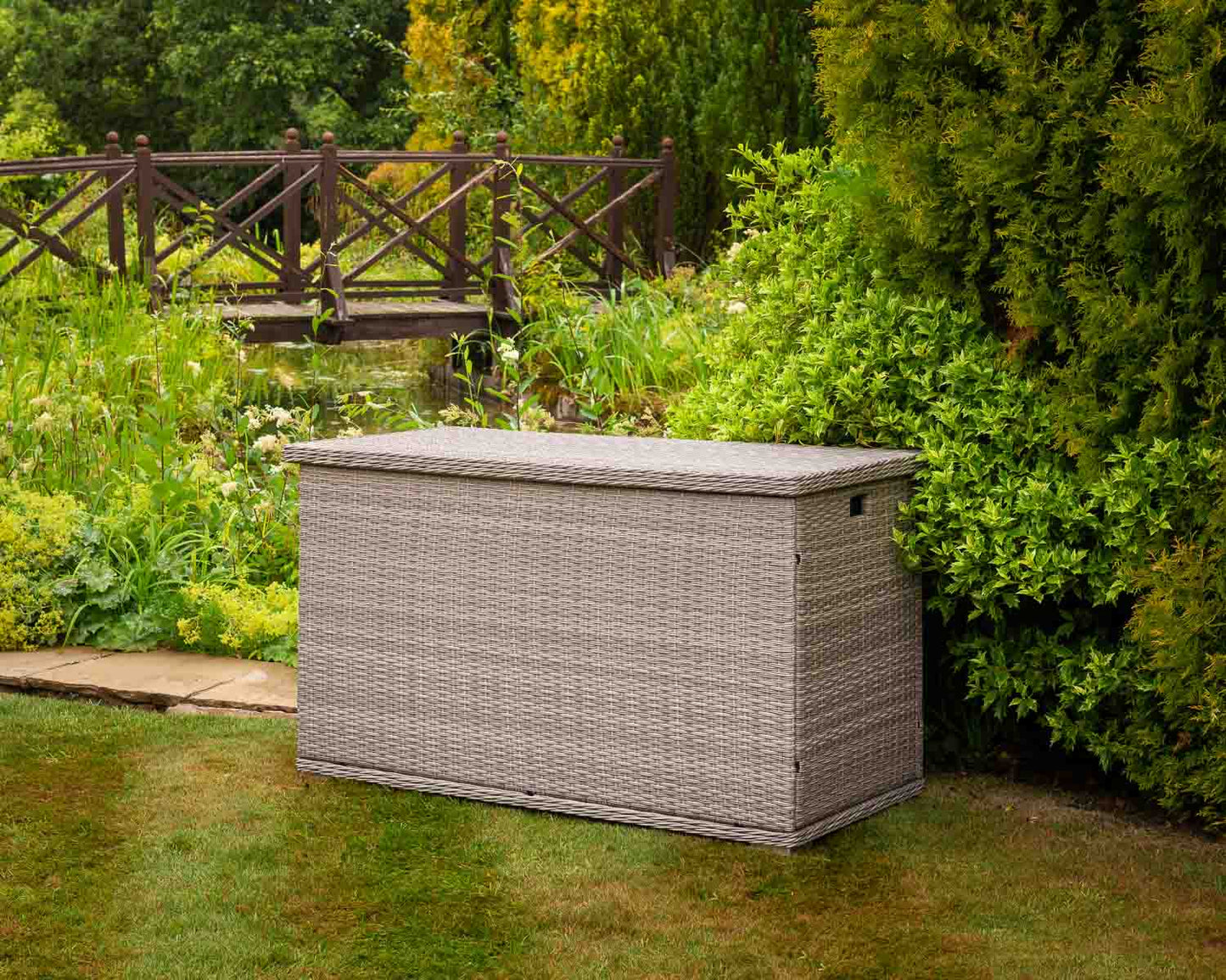 Outdoor Rattan Garden Storage Box in Grey