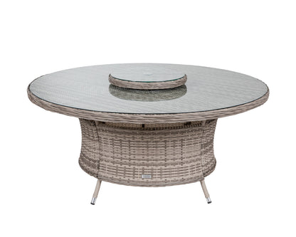 Cambridge 8 Rattan Chairs and Large Round Dining Table Set in Grey