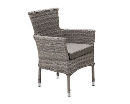 Cambridge 6 Rattan Chairs and Large Round Dining Table Set in Grey