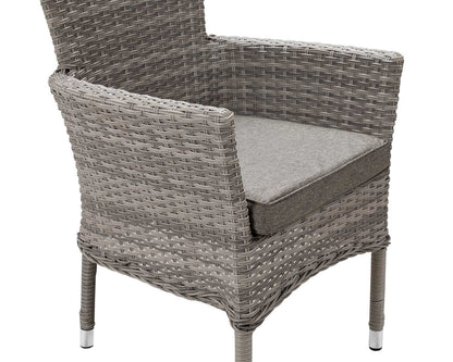 Cambridge 6 Rattan Chairs and Large Round Dining Table Set in Grey