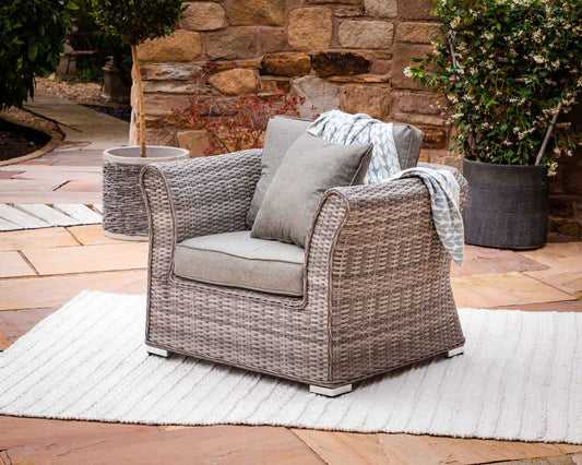 Lisbon Rattan Garden Armchair in Grey