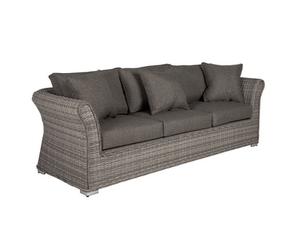Lisbon 3 Seater Rattan Garden Sofa in Grey