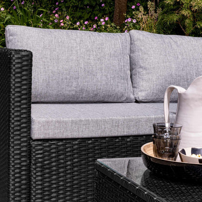 4 Seater Rattan Corner Sofa Set - Black Weave - Laura James