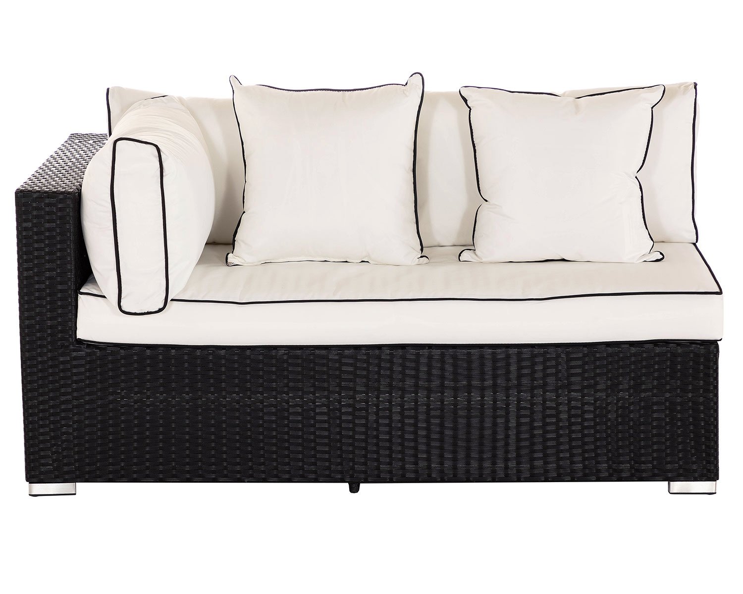 Rectangular Right As You Sit Rattan Garden Sofa in Black & White - Monaco - Rattan Direct