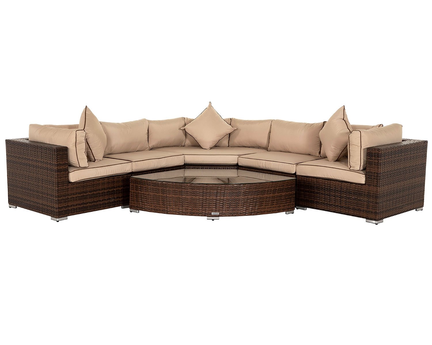 Rattan Garden Corner Sofa Set in Brown - 6 Piece Angled Set - Florida - Rattan Direct