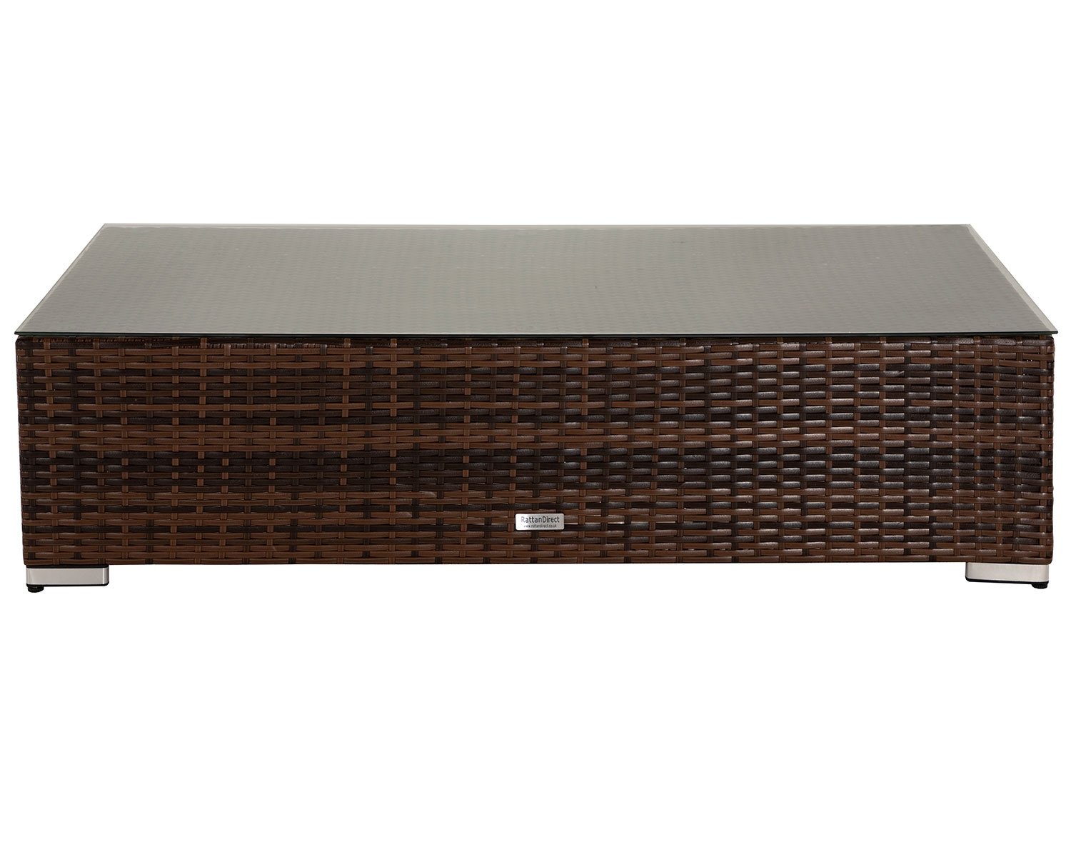 Product photograph of Rattan Garden Rectangular Ottoman Coffee Table In Brown - Monaco - Rattan Direct from Rattan Direct