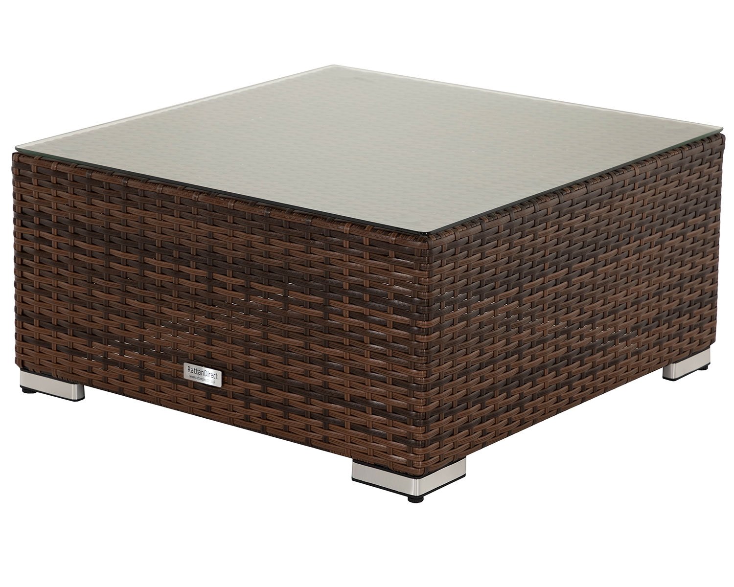 Product photograph of Rattan Garden Ottoman Coffee Table In Brown - Florida - Rattan Direct from Rattan Direct
