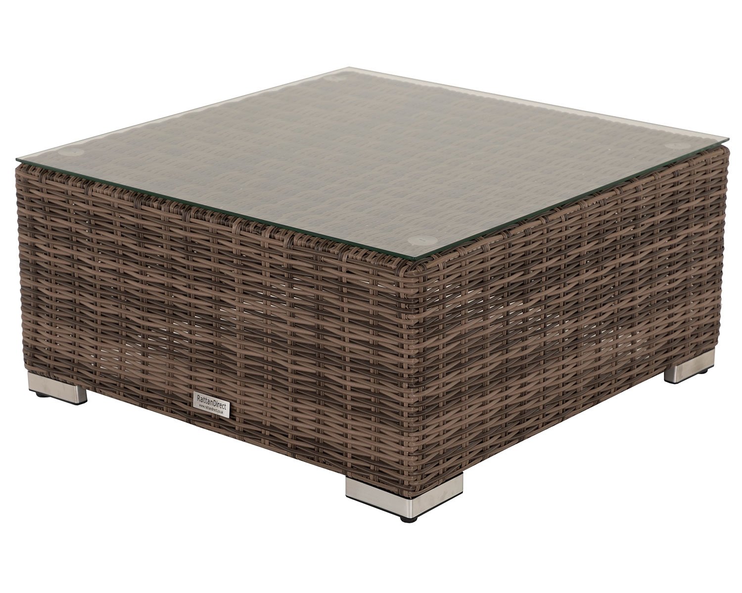 Product photograph of Rattan Garden Ottoman Coffee Table In Truffle Brown Champagne - Florida - Rattan Direct from Rattan Direct