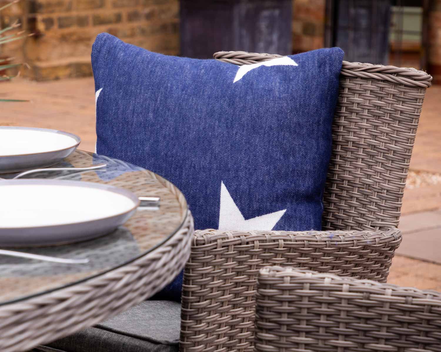 Product photograph of Tweedmill Pair Of Cotton Cushions In Navy Star from Rattan Direct