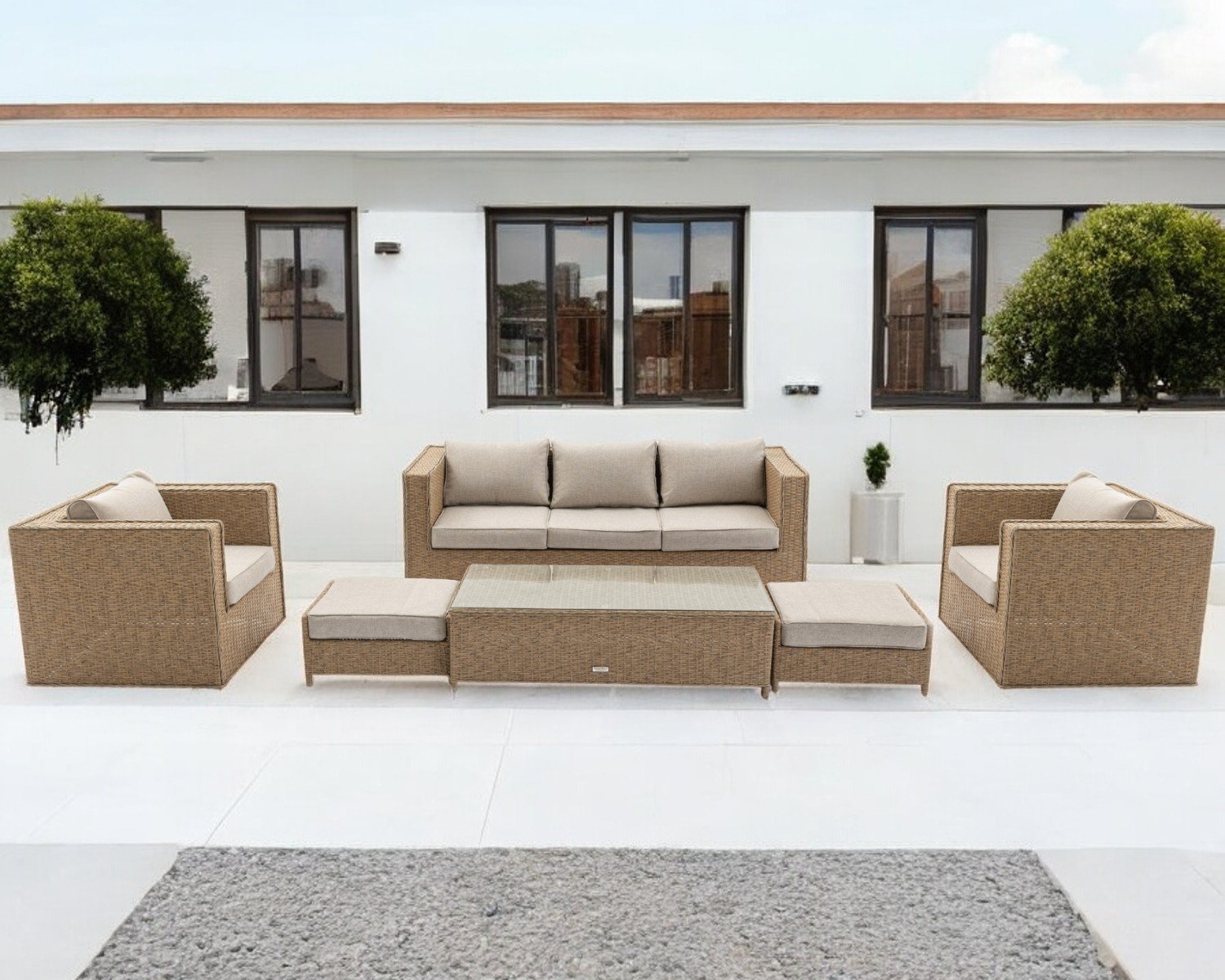 Rattan 3 Seater Sofa Set In Willow Ascot Rattan Direct