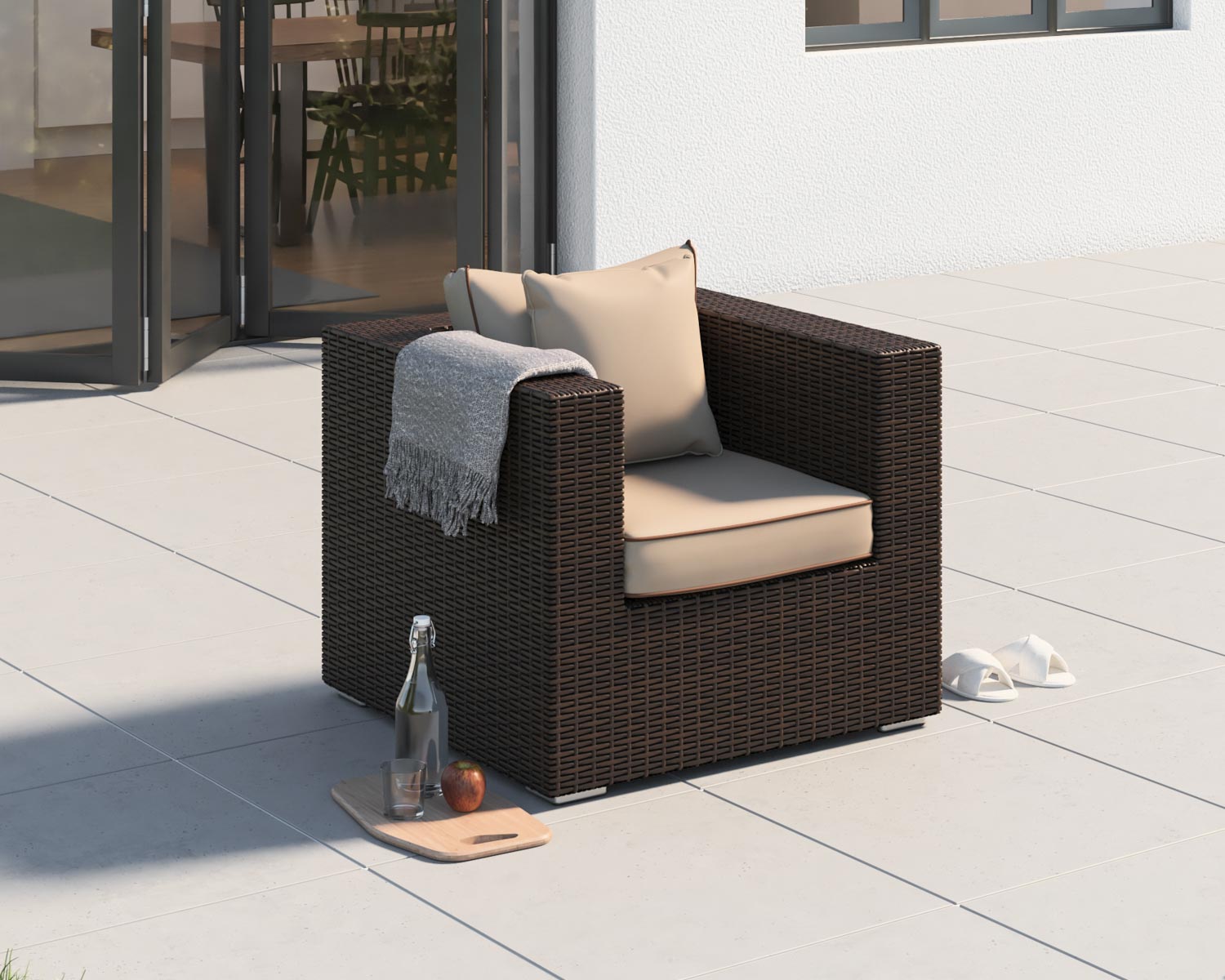 Product photograph of Rattan Garden Armchair In Brown - Ascot - Rattan Direct from Rattan Direct
