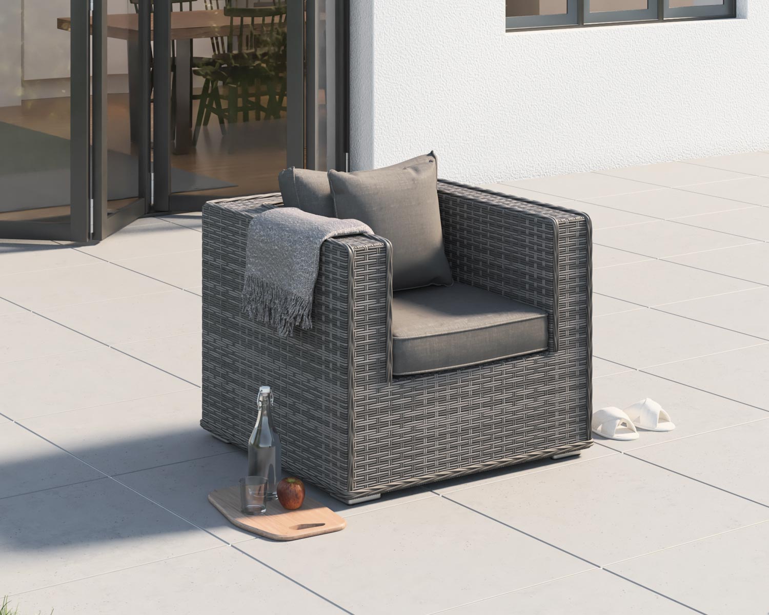 Product photograph of Rattan Garden Armchair In Grey - Ascot - Rattan Direct from Rattan Direct