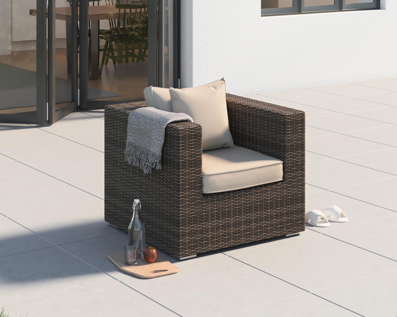 Product photograph of Rattan Garden Armchair In Truffle Brown - Ascot - Rattan Direct from Rattan Direct