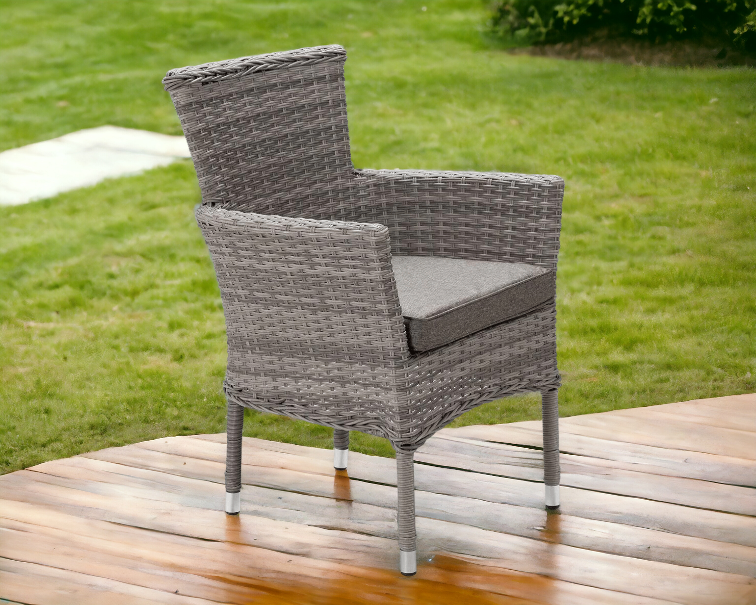 Product photograph of Stackable Rattan Garden Chair In Grey - Cambridge - Rattan Direct from Rattan Direct