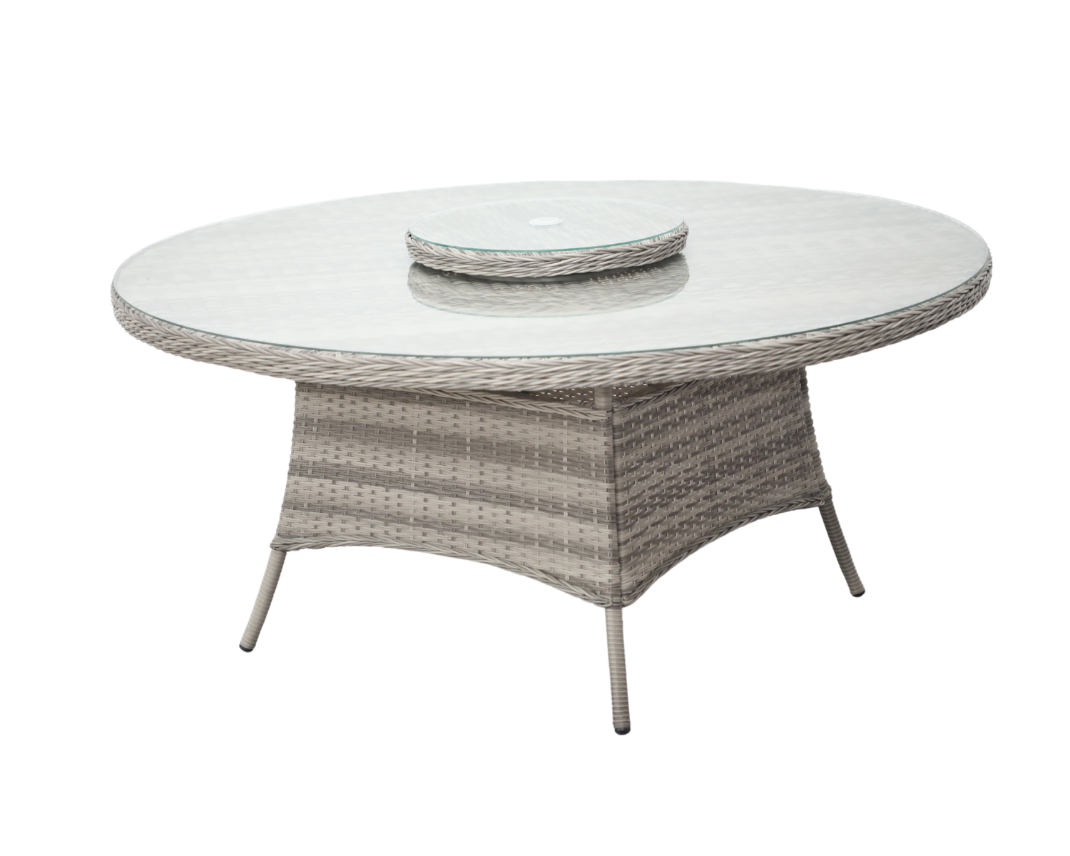 Product photograph of Large Round Rattan Garden Dining Table With Lazy Susan In Grey - Rattan Direct from Rattan Direct