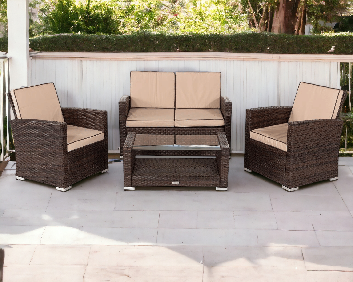 Product photograph of Rattan Garden Sofa Set In Brown - Marbella - Rattan Direct from Rattan Direct