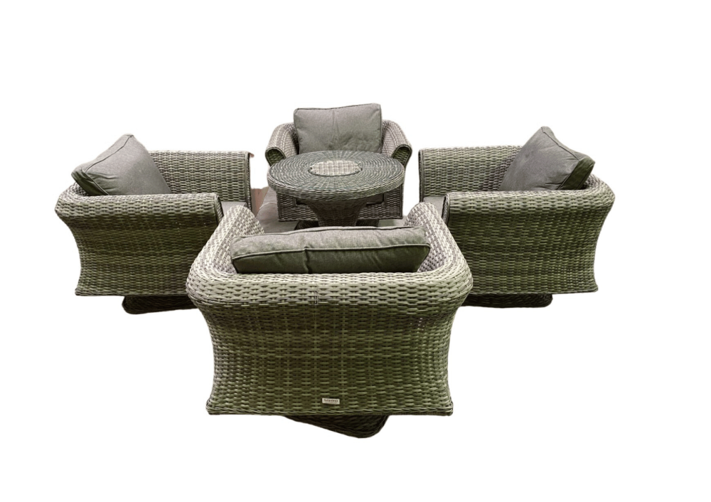 Grey Rattan Garden Set with 4 Swivel Chairs and Bistro Ice Bucket Table Lisbon Range Rattan Direct