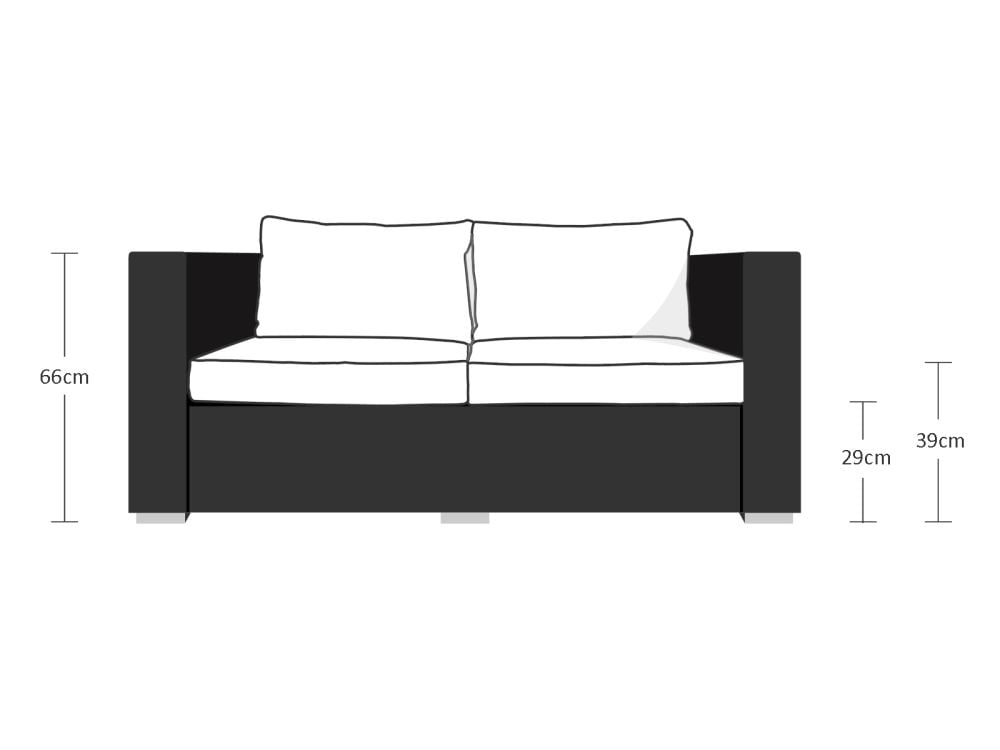 Ascot Outdoor Rattan Sofa 2 seat Black Rattan Direct