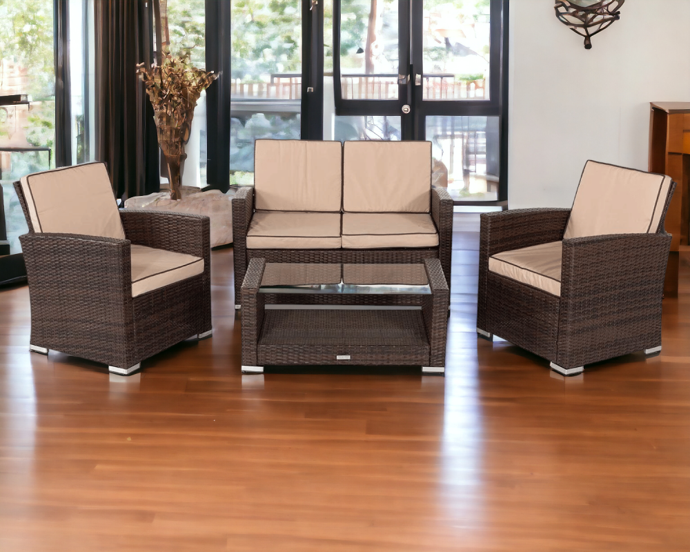 Chocolate Brown 2 seater Rattan Garden Sofa Set Marbella Range Rattan Direct