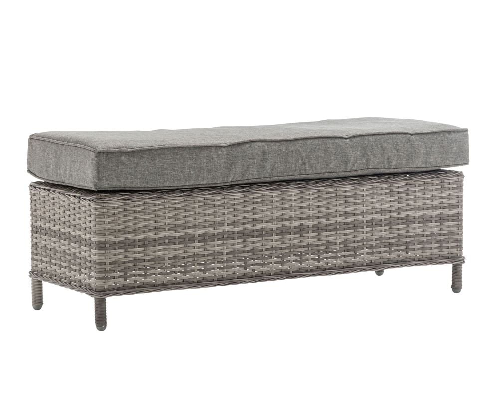 Grey rattan bench seat hotsell