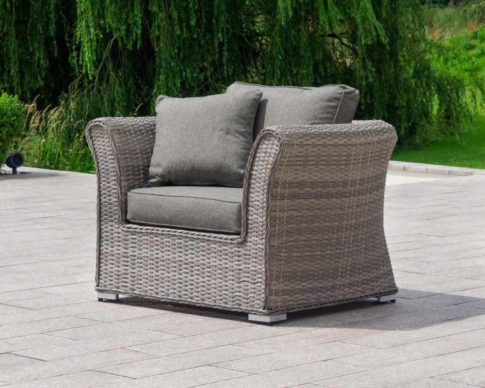 Lisbon Rattan Garden Armchair in Grey Rattan Direct