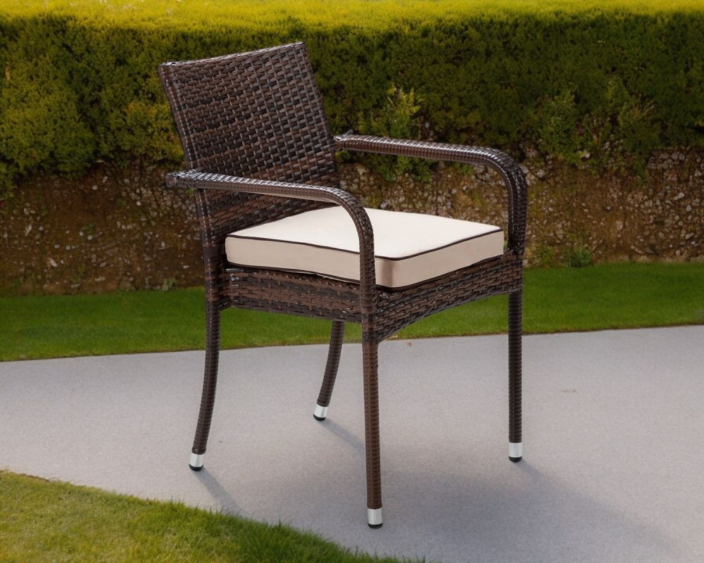 Roma Stacking Dining Chair Brown Rattan Direct