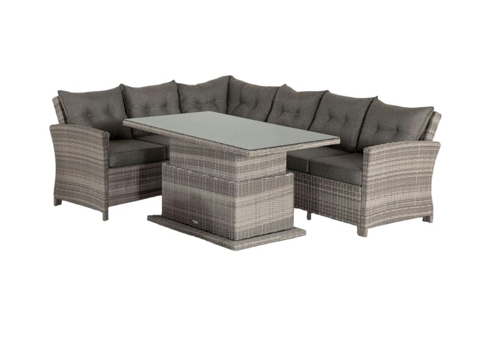Grey Large Rattan Garden Corner Sofa Dining Set with Adjustable Table Sorrento Range Rattan Direct