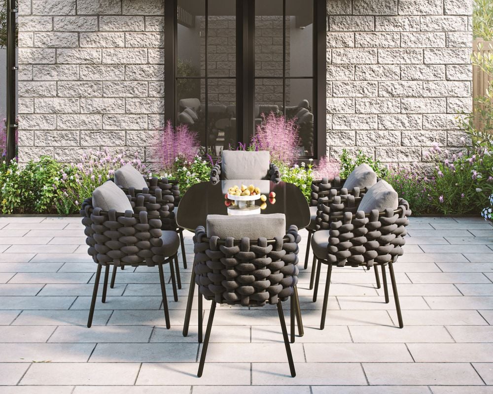 Selene Rope Weave 6 Seater Dining Set Rattan Direct