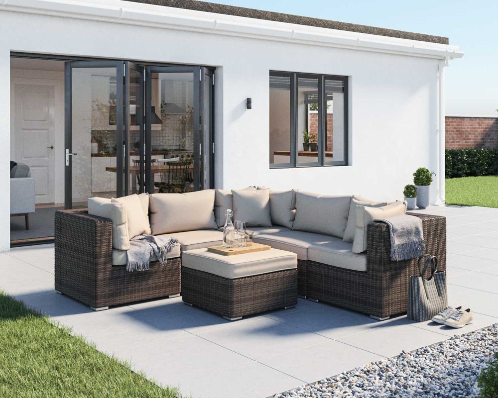 Truffle Brown 6 Piece Corner Sofa Set Florida Range Rattan Direct