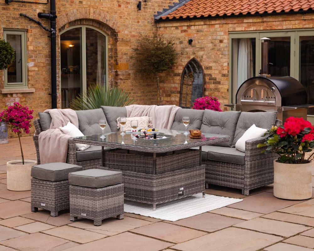 Outdoor rattan hot sale corner dining set