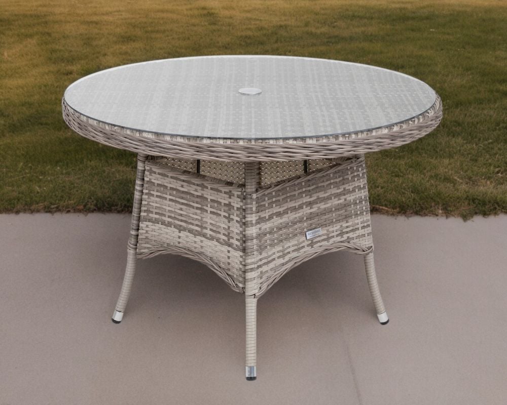Small Round Dining Table in Grey Rattan Direct