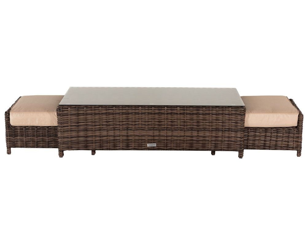 Ascot Outdoor Rattan Coffee Table Footstools Brown Rattan Direct
