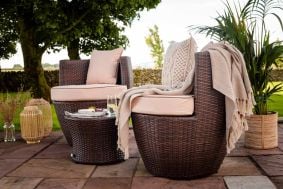 Orlando Rattan Garden Vase Set in Chocolate Mix and Coffee Cream