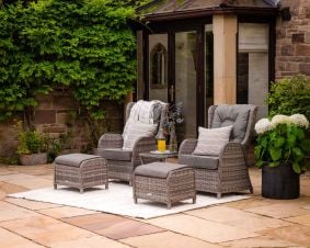 Fiji Reclining Rattan Garden Patio Set in Grey