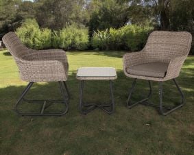 Vasto Rattan Garden Bistro Set in Grey