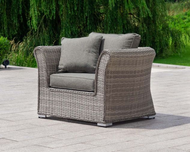 Lisbon Rattan Garden Armchair In Grey, Grey Wicker Garden Chairs Uk